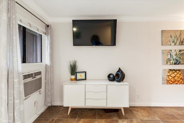 room details featuring crown molding and tile floors