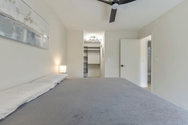 480 Kenolio Rd Unit 24-202, Kihei, HI 96753 - unfurnished bedroom with carpet floors, a walk in closet, and a ceiling fan