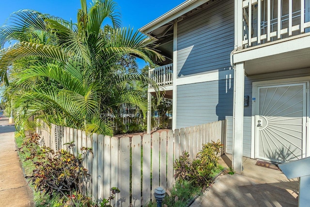 view of home's exterior featuring a balcony