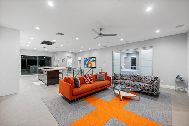 92 Kahana Ridge Dr, Lahaina, HI 96761 - living area featuring ceiling fan, recessed lighting, and baseboards