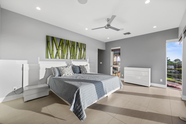 92 Kahana Ridge Dr, Lahaina, HI 96761 - bedroom featuring recessed lighting, tile patterned floors, ceiling fan, and baseboards