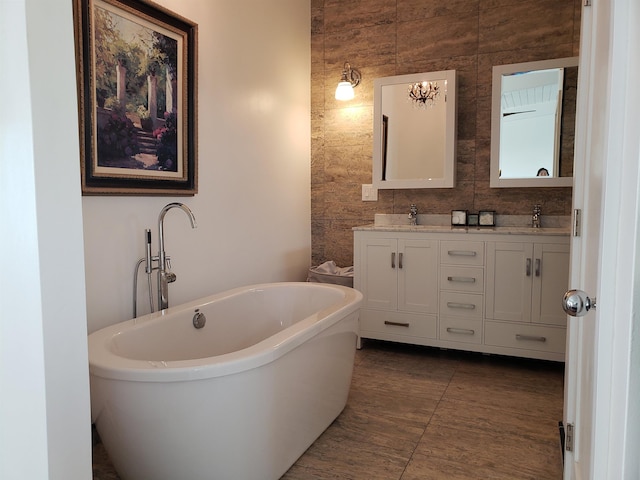 215 Aahi Pl, Kaunakakai, HI 96748 - full bathroom with double vanity and a freestanding bath