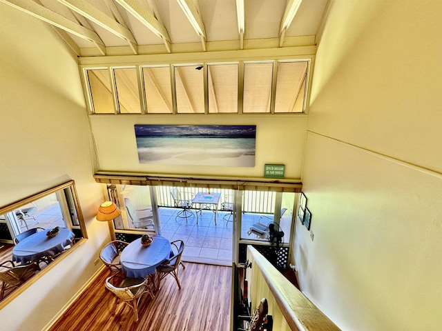 stairway with wood-type flooring