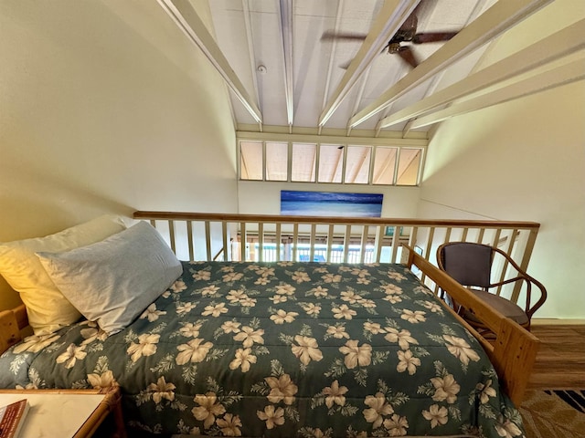 bedroom featuring beam ceiling