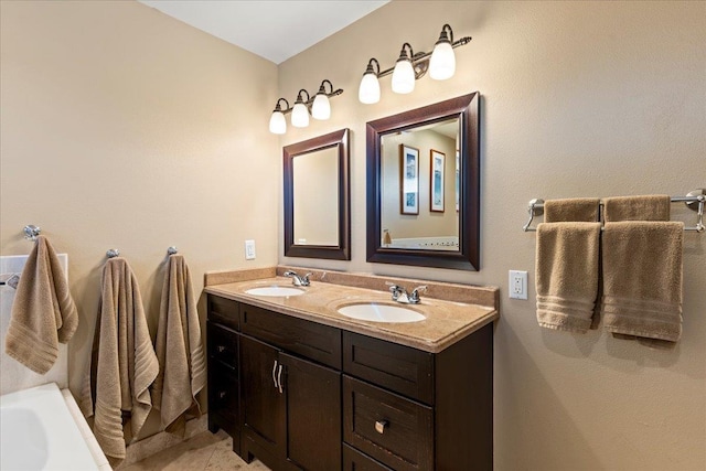 bathroom featuring vanity and tile patterned flooring