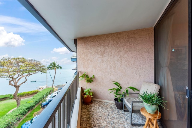 balcony with a water view