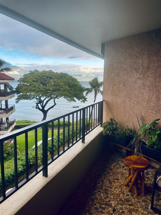 balcony with a water view