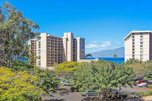 view of building exterior with a mountain view