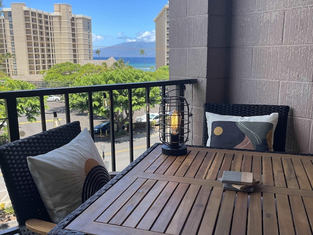 balcony with a mountain view