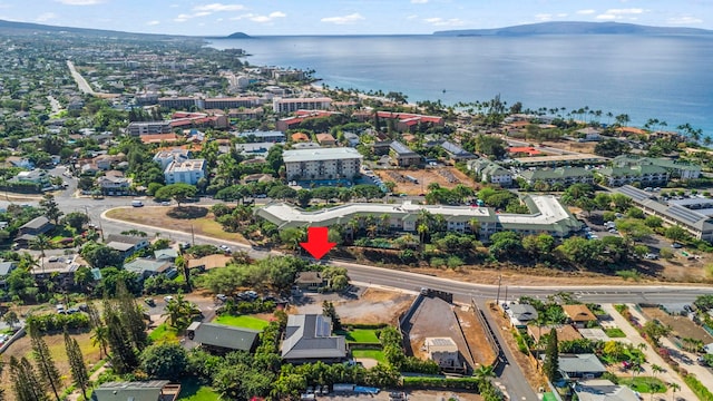 aerial view with a water and mountain view