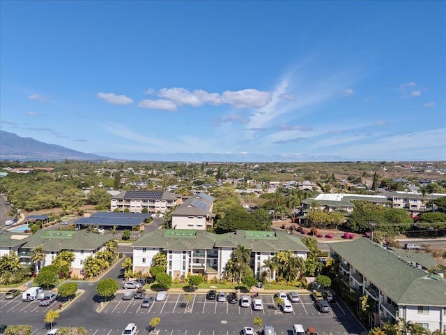 birds eye view of property featuring a mountain view