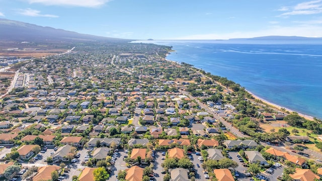 aerial view with a water and mountain view