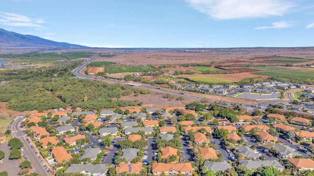 bird's eye view with a mountain view