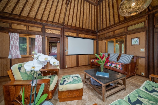 interior space featuring lofted ceiling