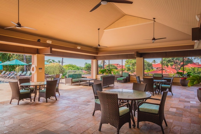 view of patio / terrace with an outdoor hangout area and ceiling fan