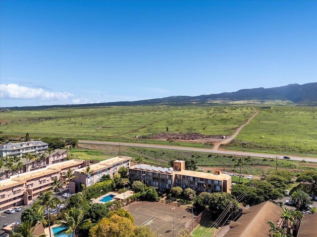 drone / aerial view with a mountain view