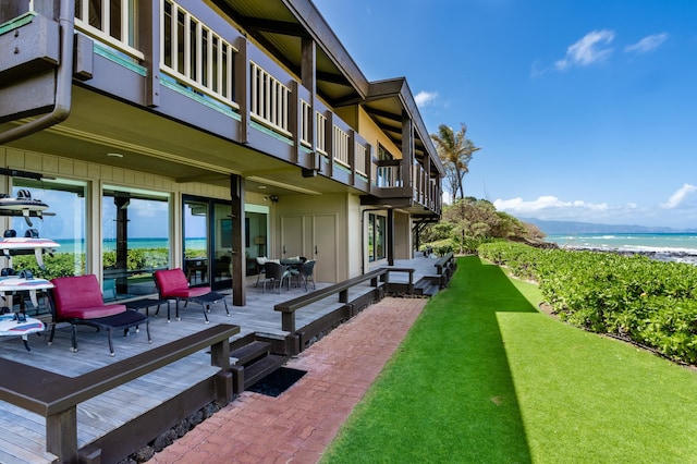 exterior space featuring a water view