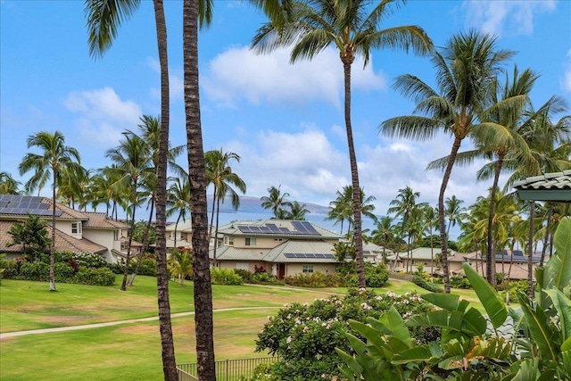 view of property's community featuring a yard