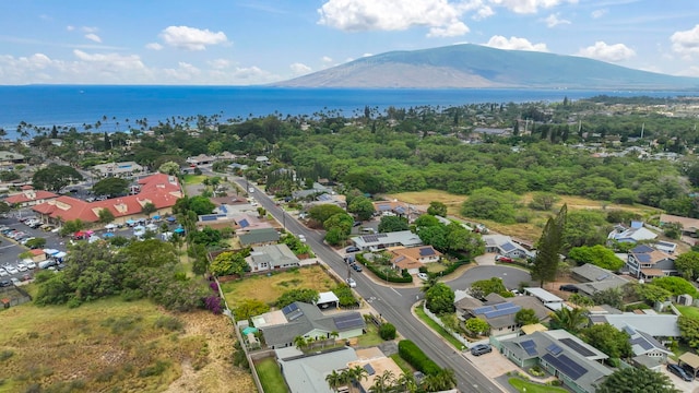 aerial view with a water and mountain view