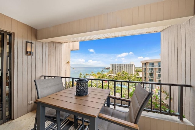 balcony with a water view