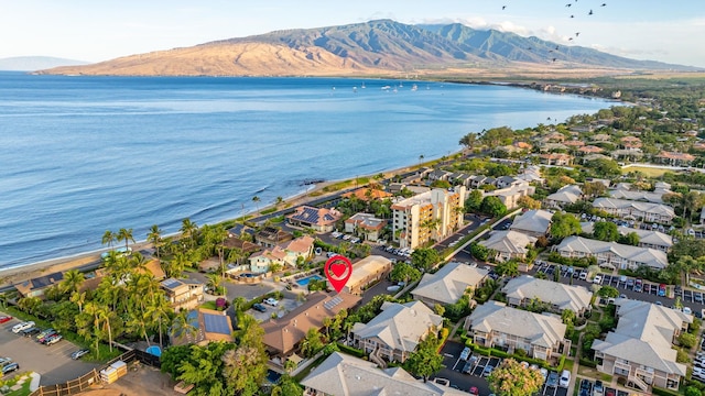 34 Wailana Pl Unit 201, Kihei, HI 96753 - aerial view of property's location featuring a water and mountain view and nearby suburban area