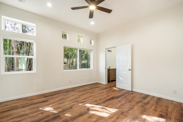 425 Kaukini Loop, Wailuku, HI 96793 - unfurnished bedroom featuring baseboards, recessed lighting, wood finished floors, and ceiling fan