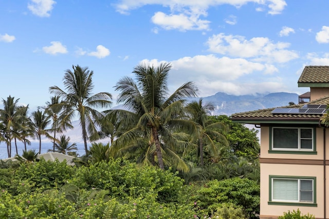 exterior space with a mountain view