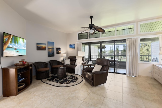 100 Ridge Rd Unit 723, Lahaina, HI 96761 - living room with ceiling fan and light tile patterned floors