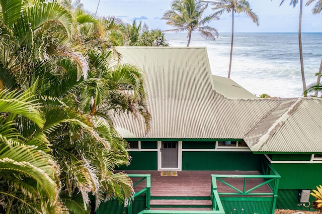 exterior space featuring a water view