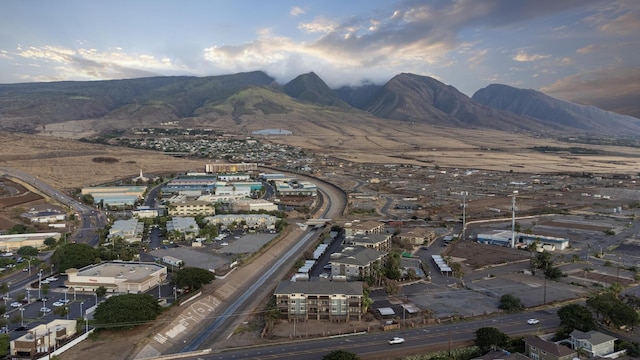 aerial view with a mountain view