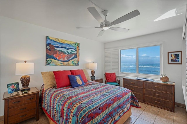 70 Hauoli St Unit 217, Wailuku, HI 96793 - bedroom with light tile patterned floors and ceiling fan