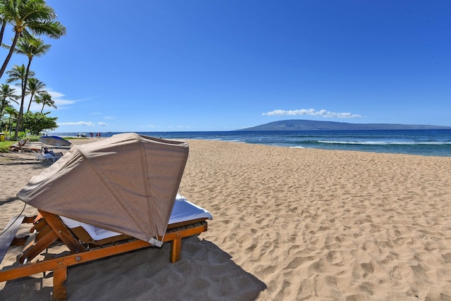 view of water feature featuring a beach view