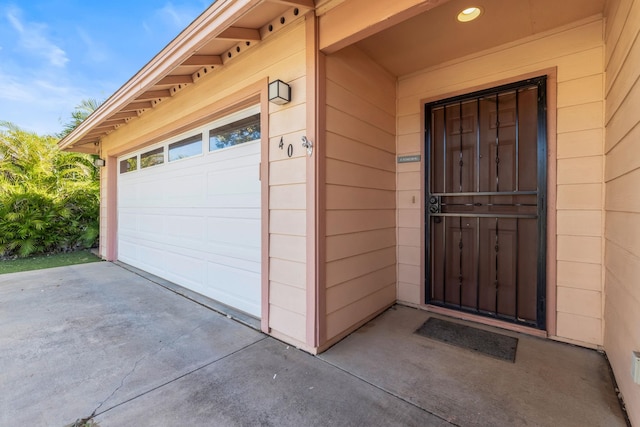 exterior space featuring a garage