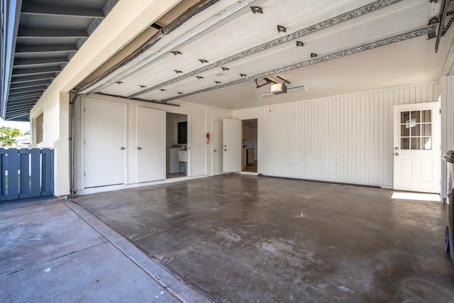 garage with a garage door opener