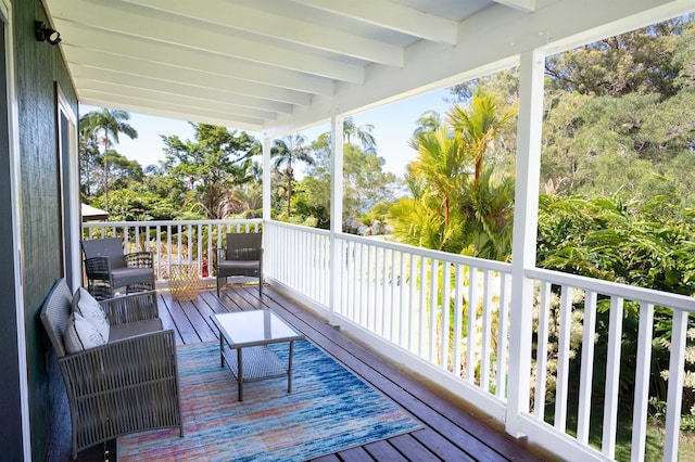 deck with an outdoor living space