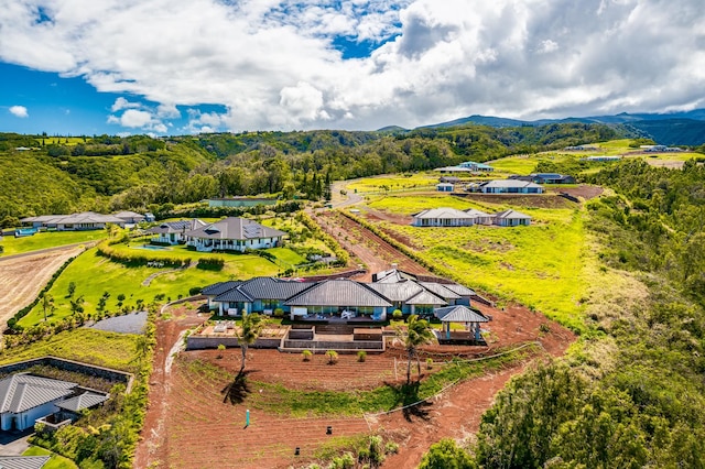 bird's eye view featuring a mountain view