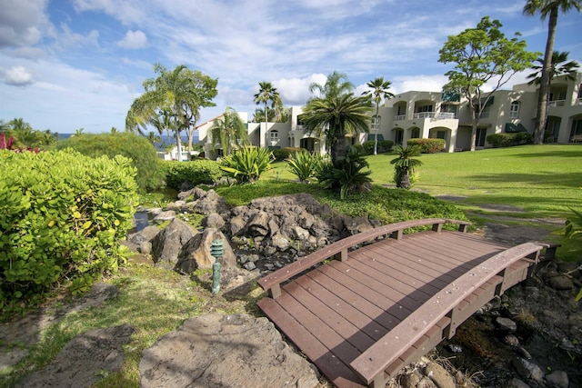 view of home's community with a lawn and a residential view