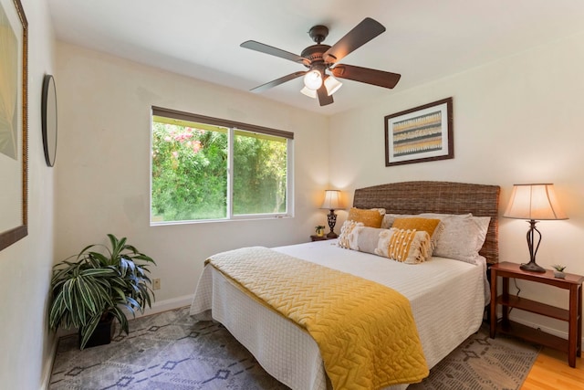 40 Hoola Lei Pl, Kihei, HI 96753 - bedroom featuring baseboards, a ceiling fan, and wood finished floors