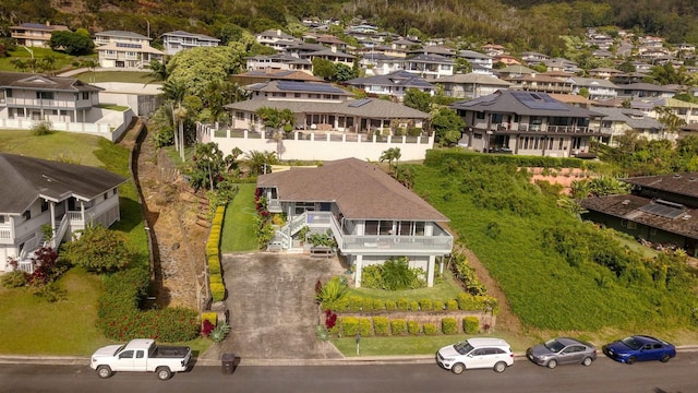aerial view with a residential view