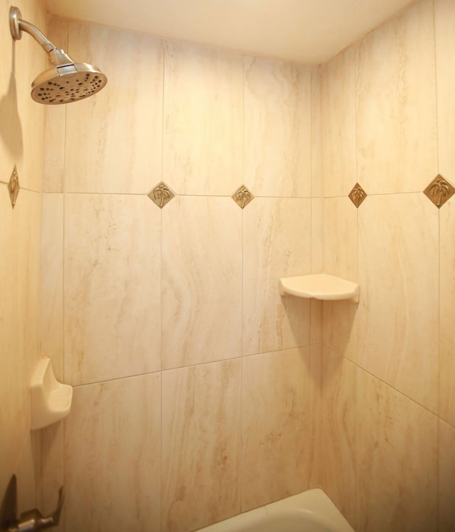 interior space with tiled shower