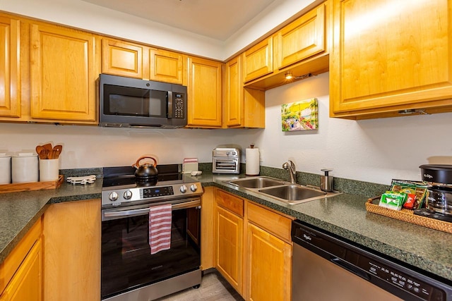 kitchen featuring light hardwood / wood-style floors, sink, and stainless steel appliances