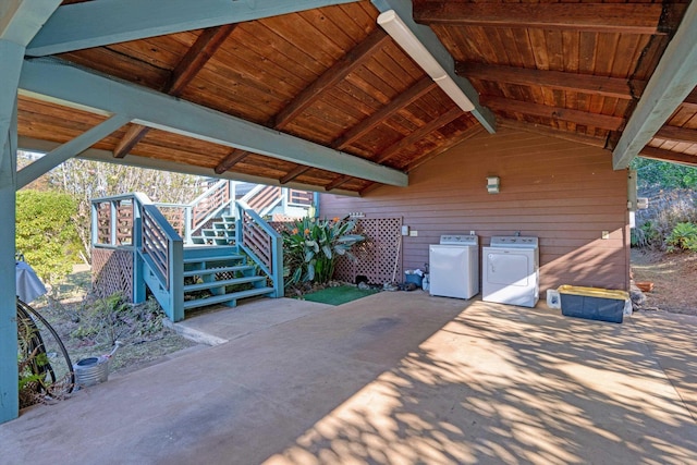 view of patio / terrace with separate washer and dryer