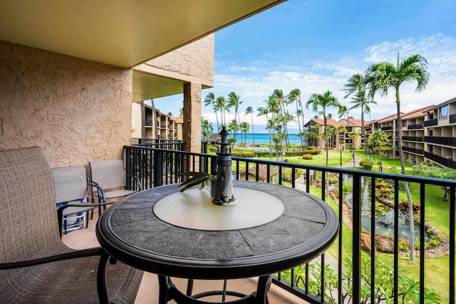 balcony with a water view