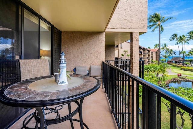 balcony with a water view