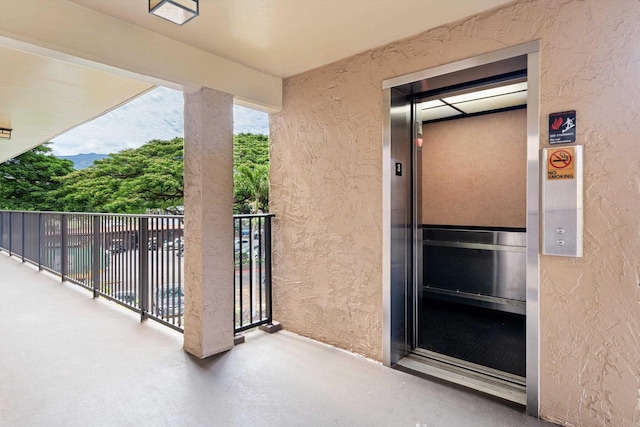 balcony with elevator