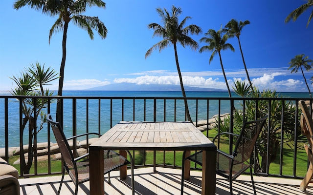 balcony with a water view