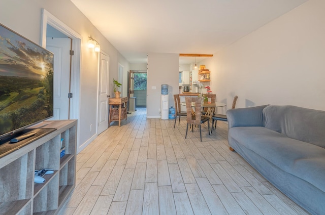 living room featuring light wood-type flooring