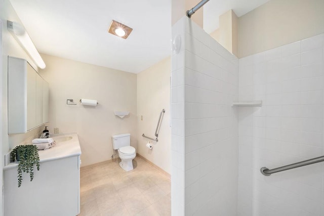 61 Huluhulu Pl, Kahului, HI 96732 - full bathroom with vanity, a tile shower, toilet, and baseboards