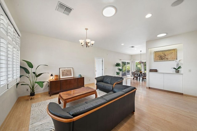 61 Huluhulu Pl, Kahului, HI 96732 - living room featuring a chandelier, light wood-style flooring, recessed lighting, and baseboards