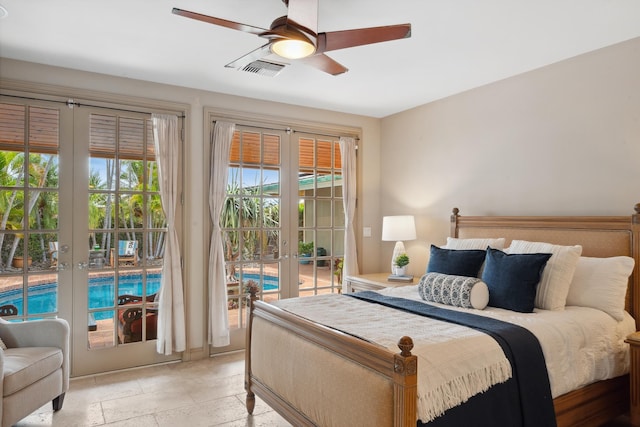 70 Pukolu Way, Kihei, HI 96753 - bedroom featuring french doors, access to exterior, multiple windows, and stone tile floors